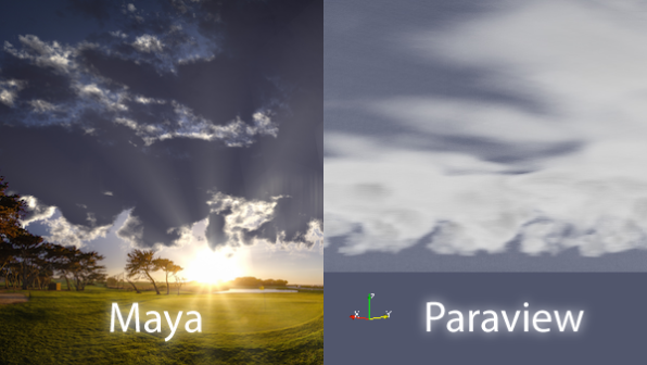 direct comparison Maya vs Paraview